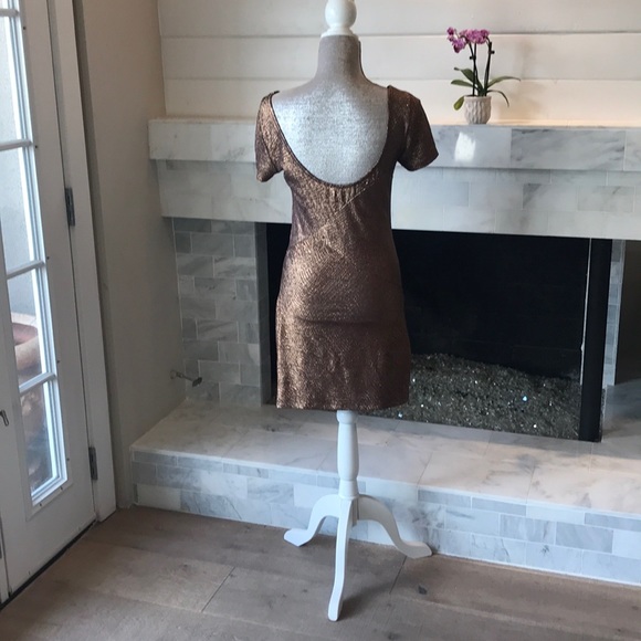 Free People Moonage Daydream Bronze Metallic Party Dress Size Small - Picture 11 of 15